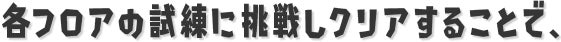 各フロアの試練に挑戦しクリアすることで、1階ずつ上昇することができるが