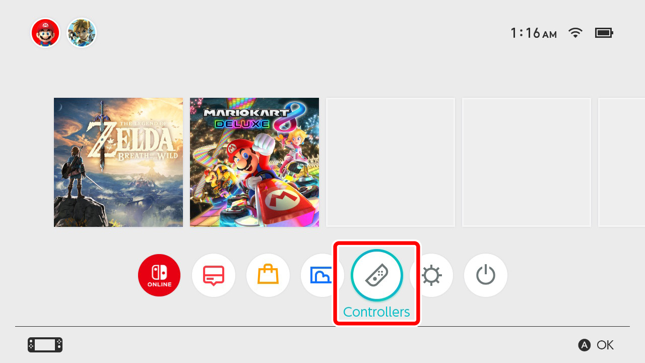 Select Controllers → Change Grip/Order on the HOME Menu.