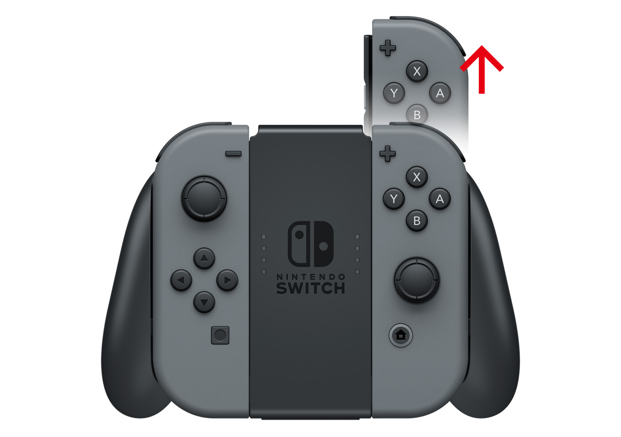 Sliding the Joy-Con upwards.