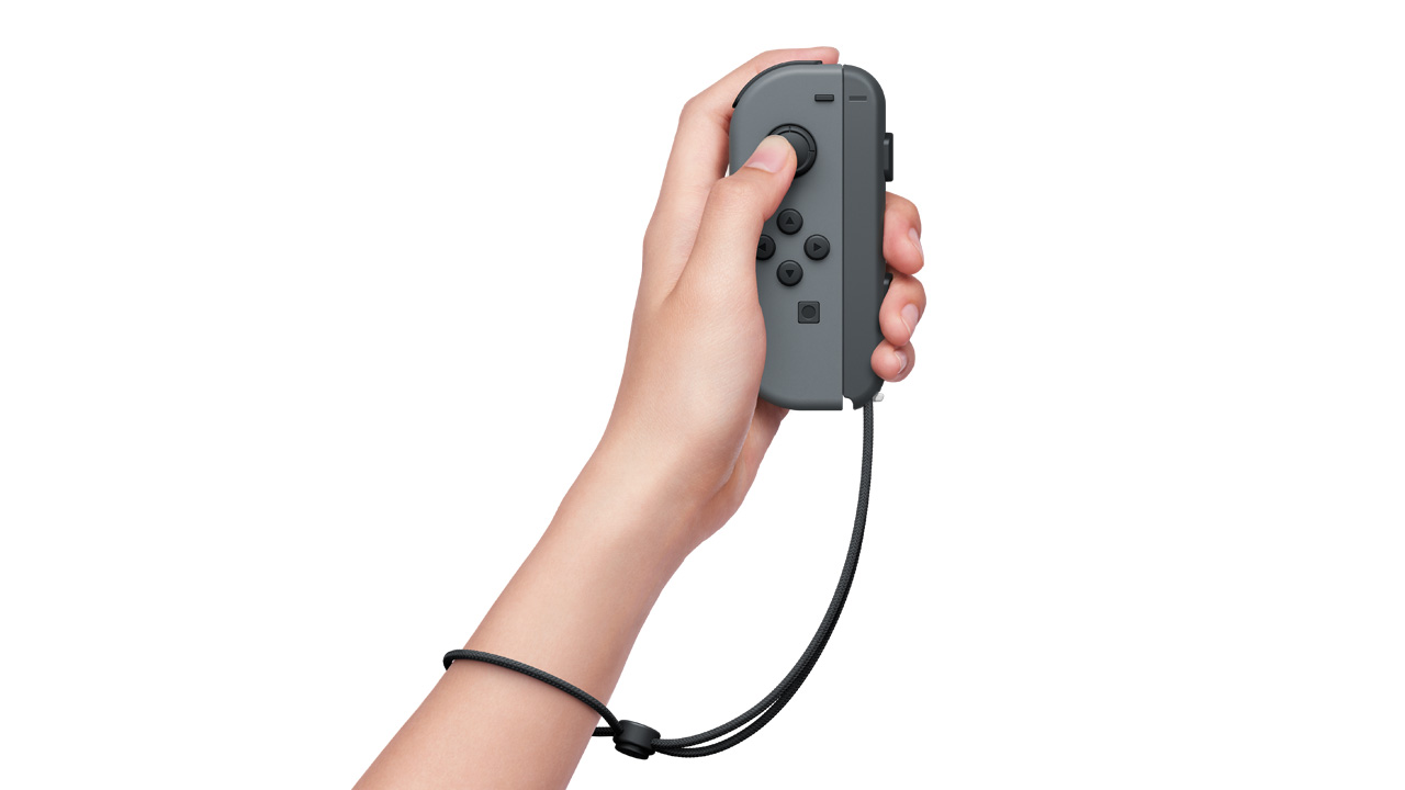 Joy-Con (L) held in a solo vertical grip