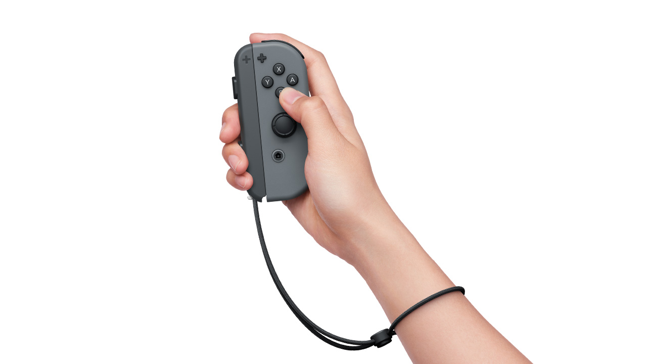 Joy-Con (R) held in a solo vertical grip