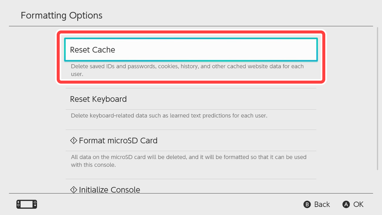 System → Formatting Options → Reset Cache