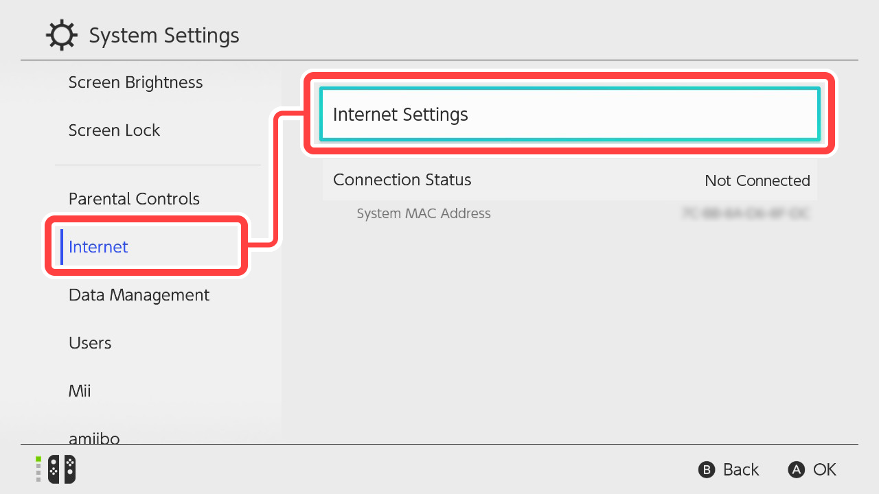 Internet → Internet Settings