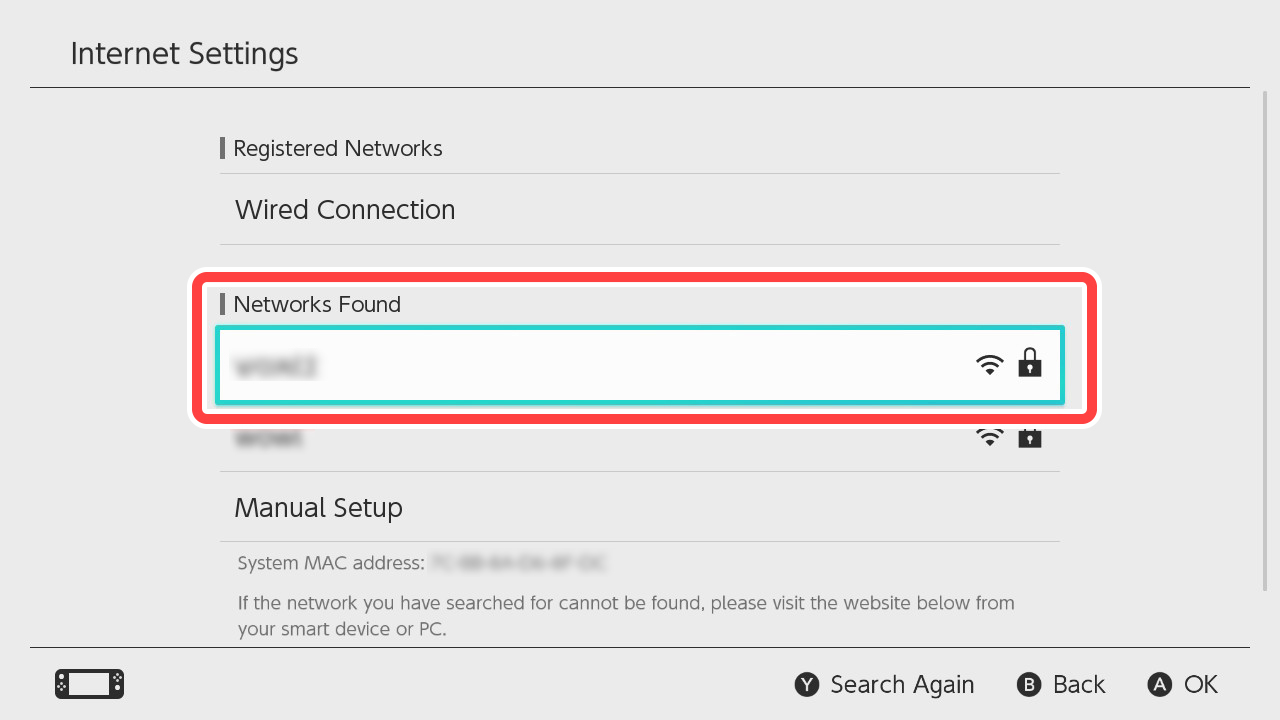 SSID list screen