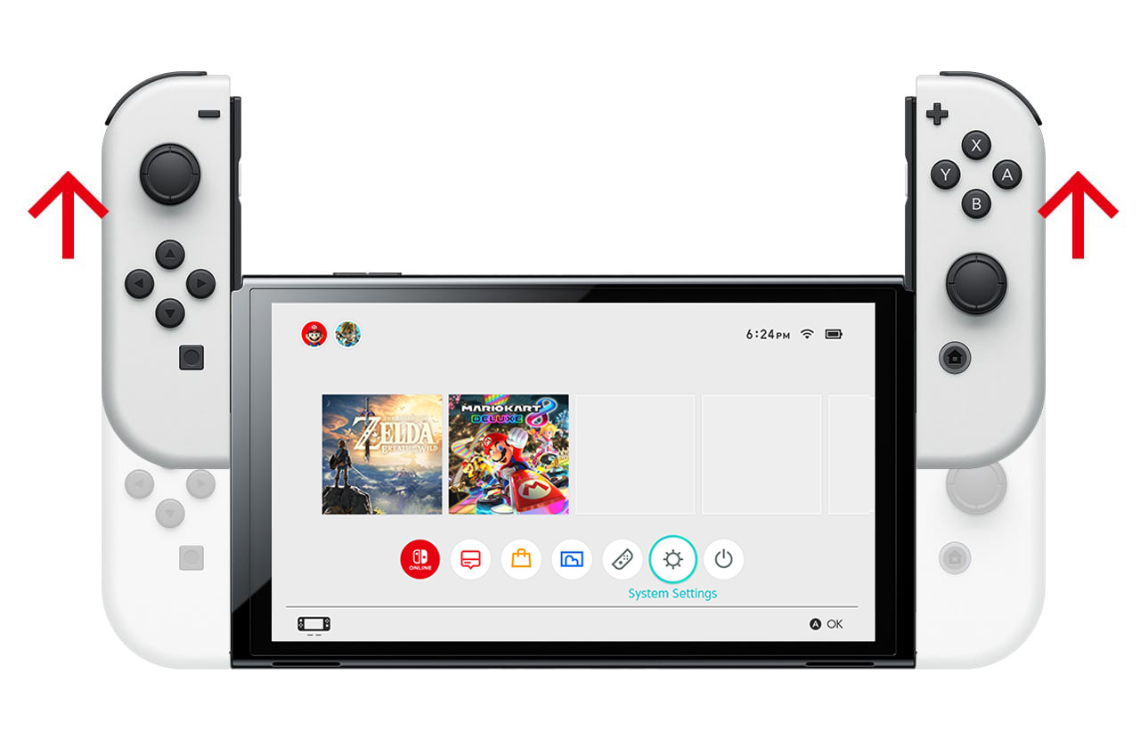 Detach the left and right Joy-Con controllers from the console.