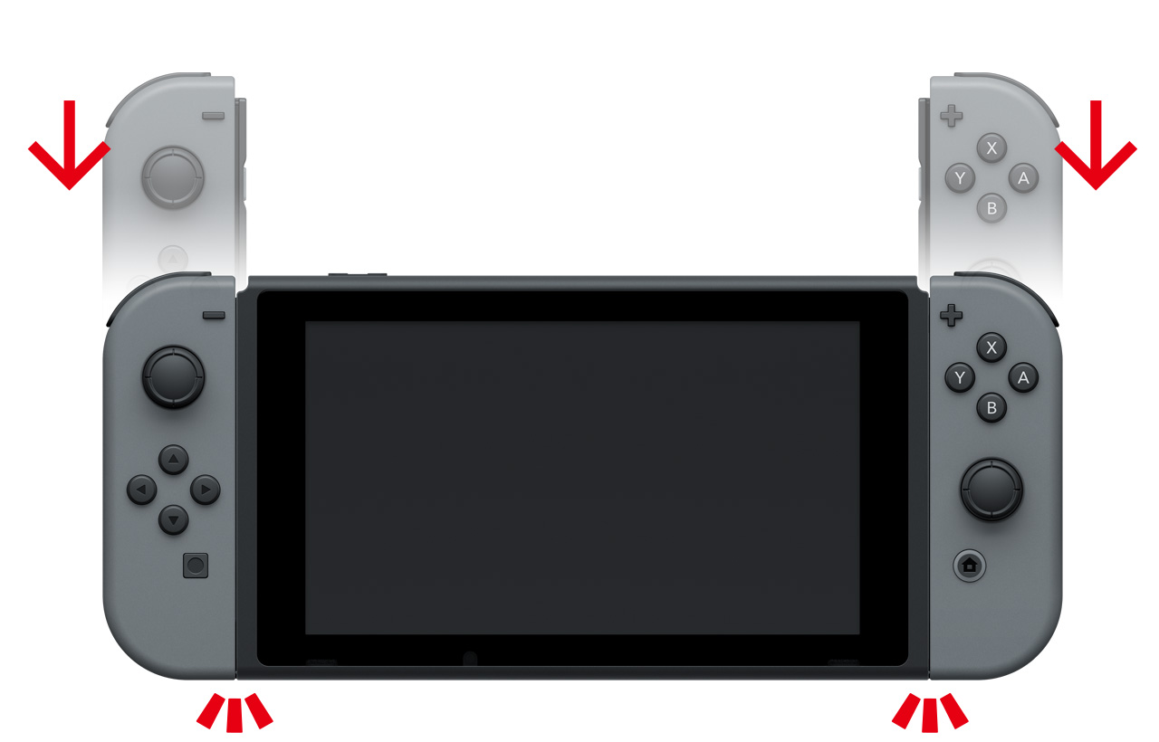 Attach the left and right Joy-Con Controllers to the console.