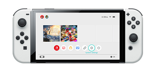 Press the POWER Button on your console, then press the A Button to open the HOME Menu.