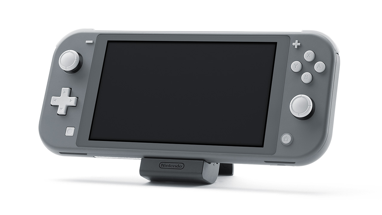 When using a Nintendo Switch adjustable charging stand (sold separately), you can set the console to any angle for easy viewing. (Nintendo Switch Lite does not have a built-in stand.)