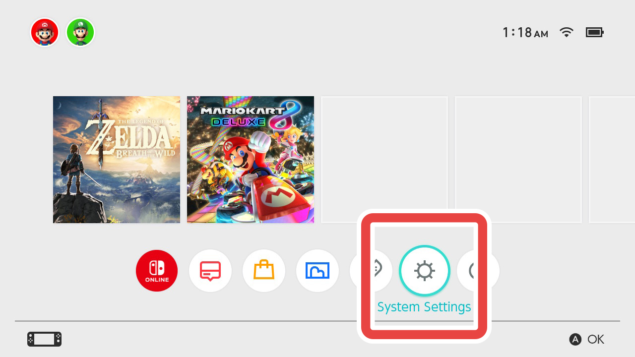 HOME Menu → System Settings