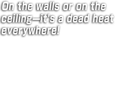 On the walls or on the ceiling—it's a dead heat everywhere! Along the track there are some anti-gravity areas where you can drive on the walls and ceiling! Bumping into rivals in anti-gravity areas gives you a short boost from the recoil.