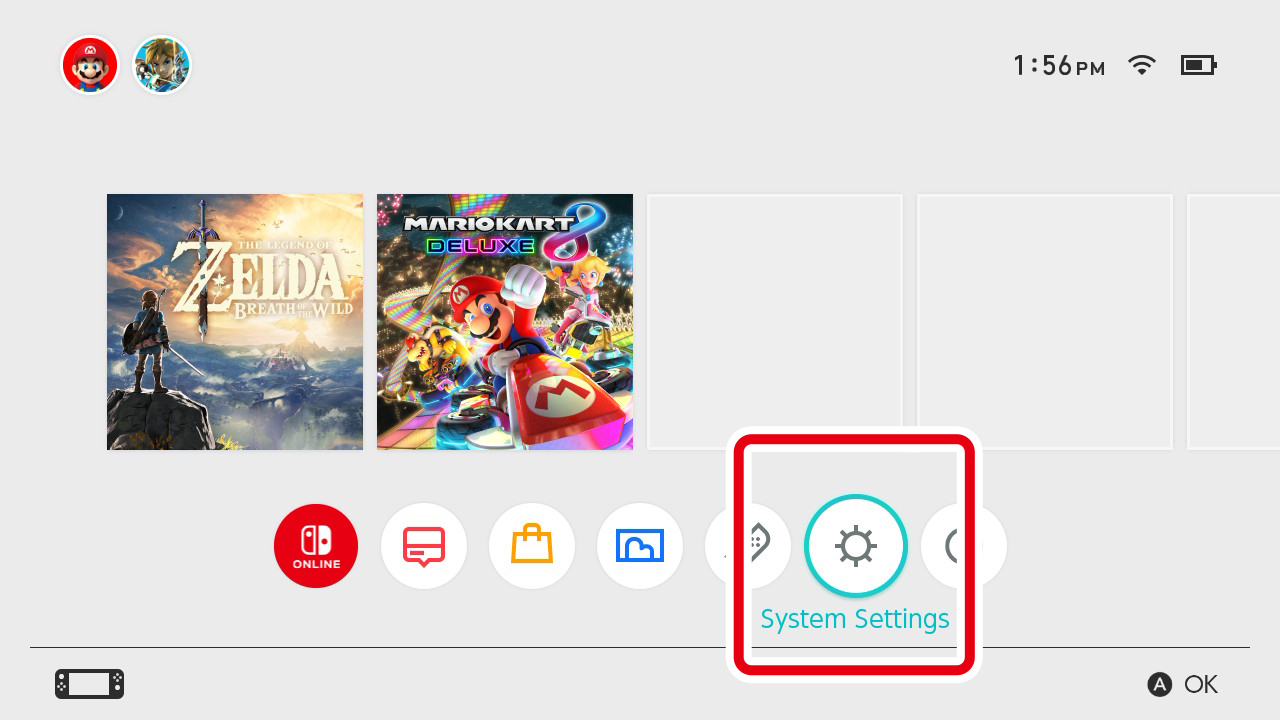 Select System Settings from the HOME Menu.
